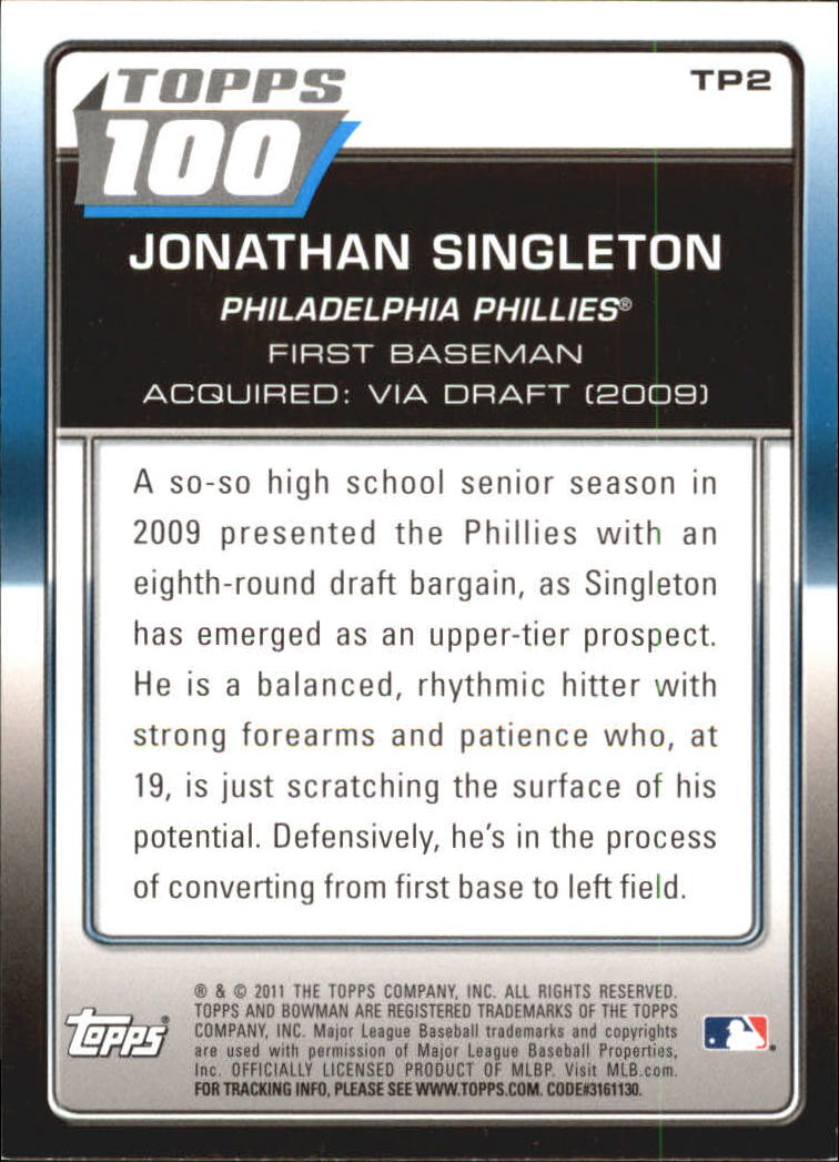 2011 Bowman Topps 100 #TP2 Jonathan Singleton back image