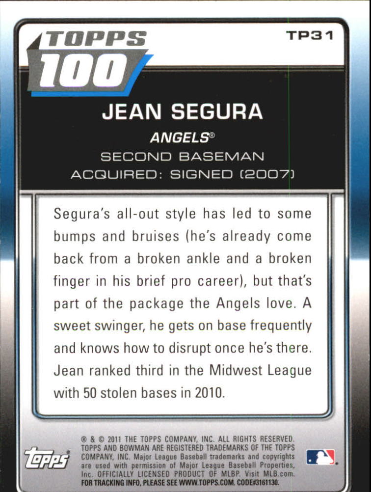 2011 Bowman Topps 100 #TP31 Jean Segura back image