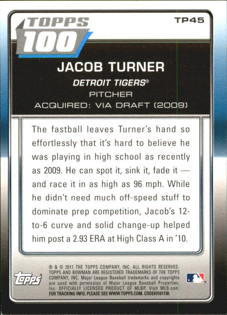 2011 Bowman Topps 100 #TP45 Jacob Turner back image