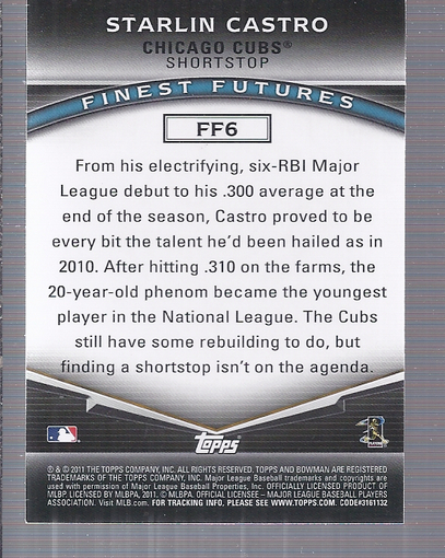 2011 Bowman Baseball "Finest Futures" Insert Cards - Picture 3 of 15