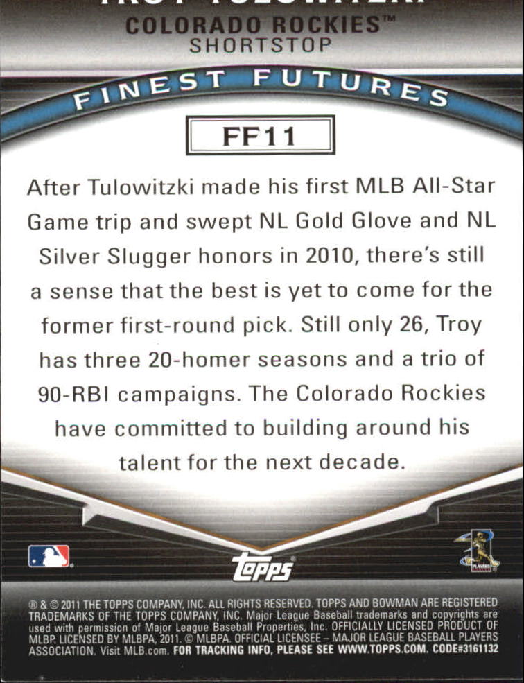 2011 Bowman Baseball "Finest Futures" Insert Cards - Picture 9 of 15
