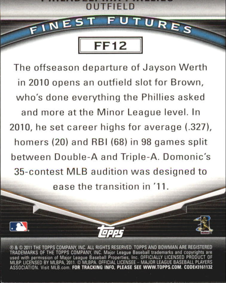 2011 Bowman Baseball "Finest Futures" Insert Cards - Picture 11 of 15