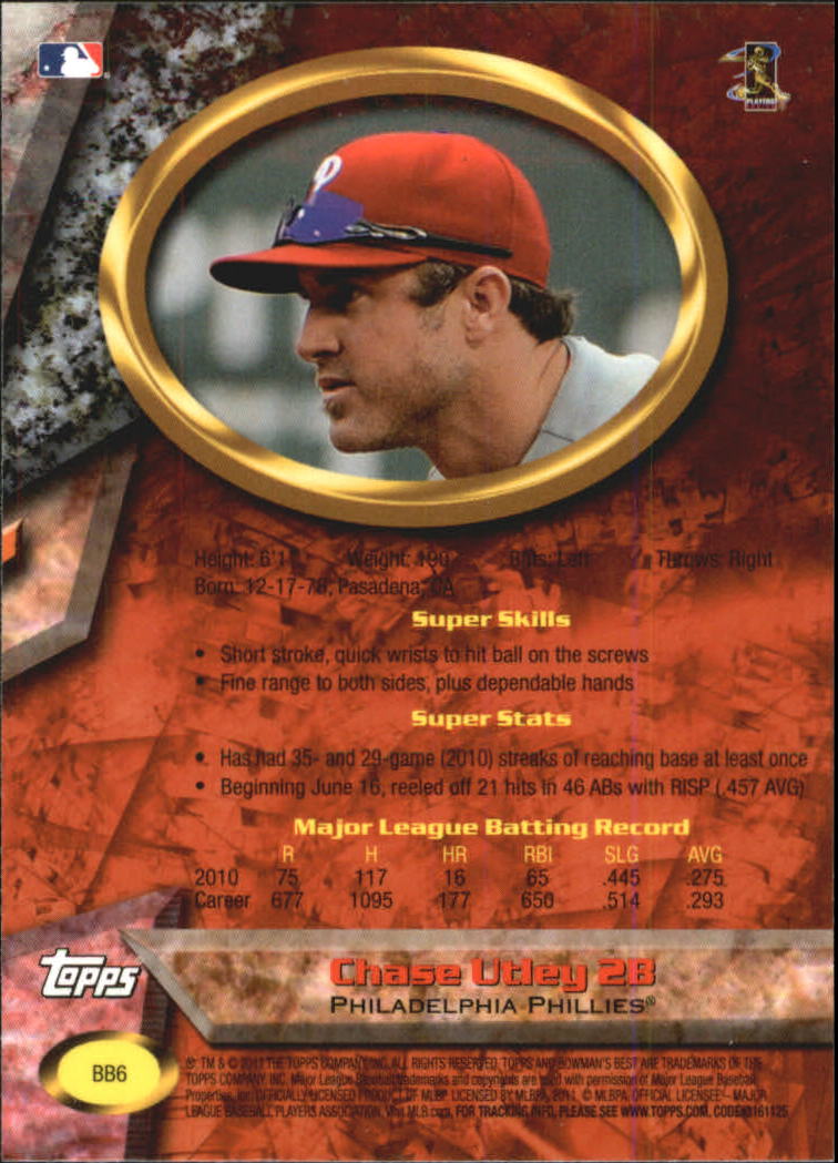 2011 Bowman Bowman's Best #BB6 Chase Utley back image