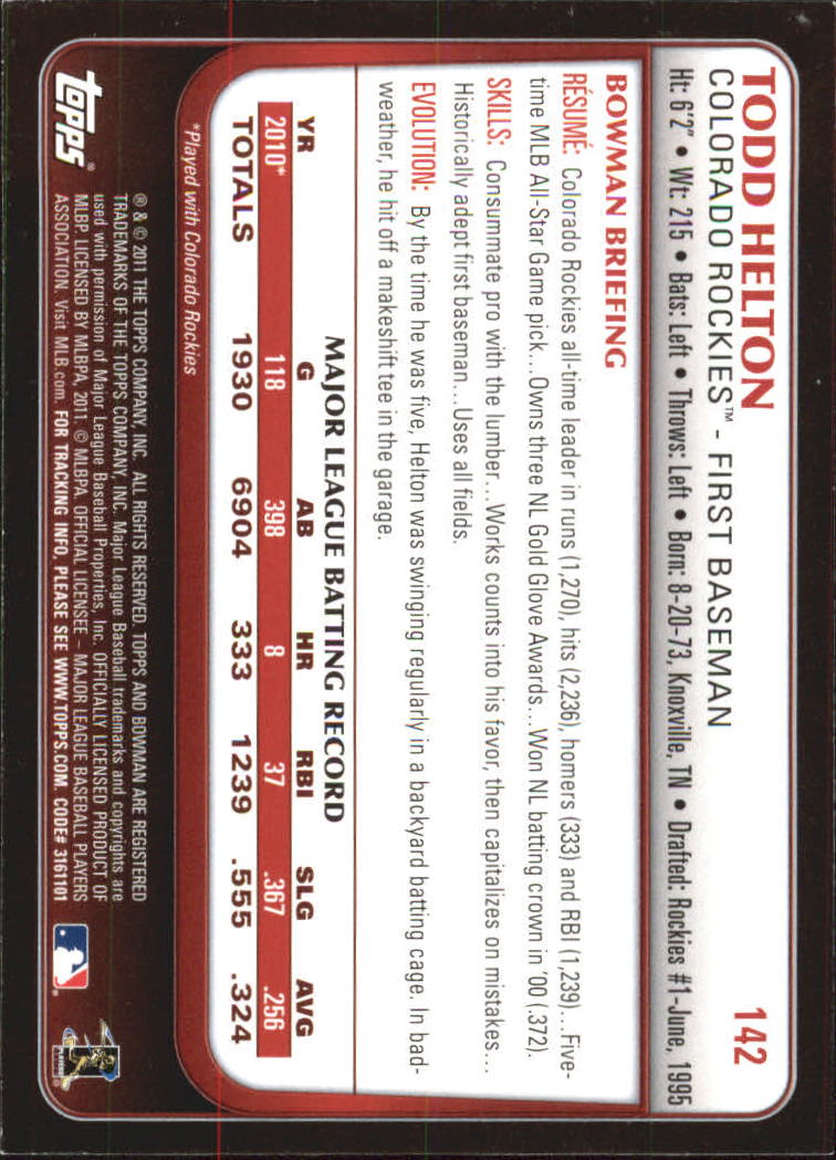 2011 Bowman Baseball "Main Set Gold" Parallel Cards - Picture 39 of 55