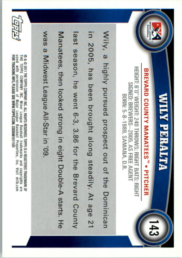 2011 Topps Pro Debut #143 Wily Peralta back image