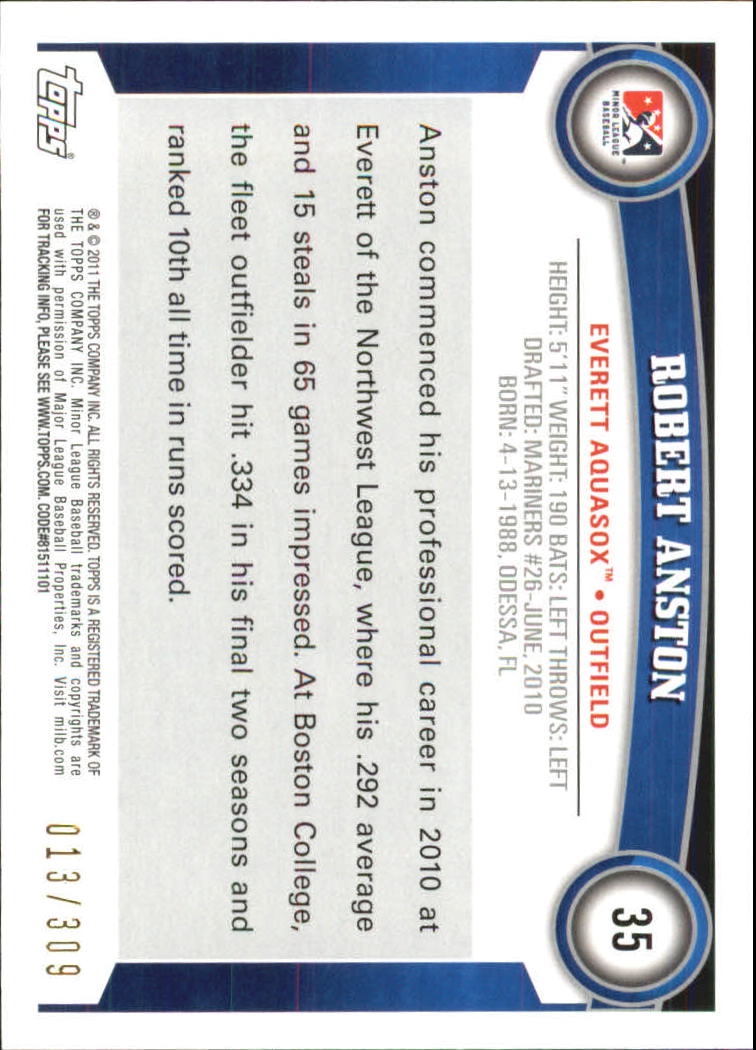 2011 Topps Pro Debut Blue #35 Robert Anston back image