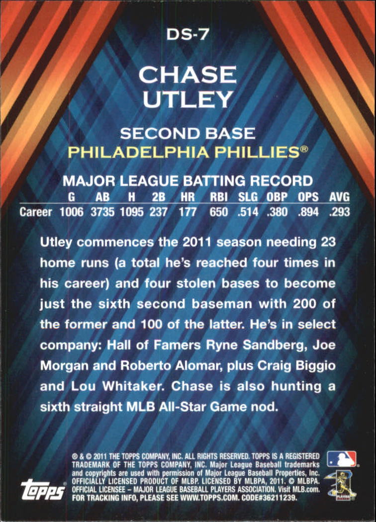 2011 Topps Diamond Stars #DS7 Chase Utley back image