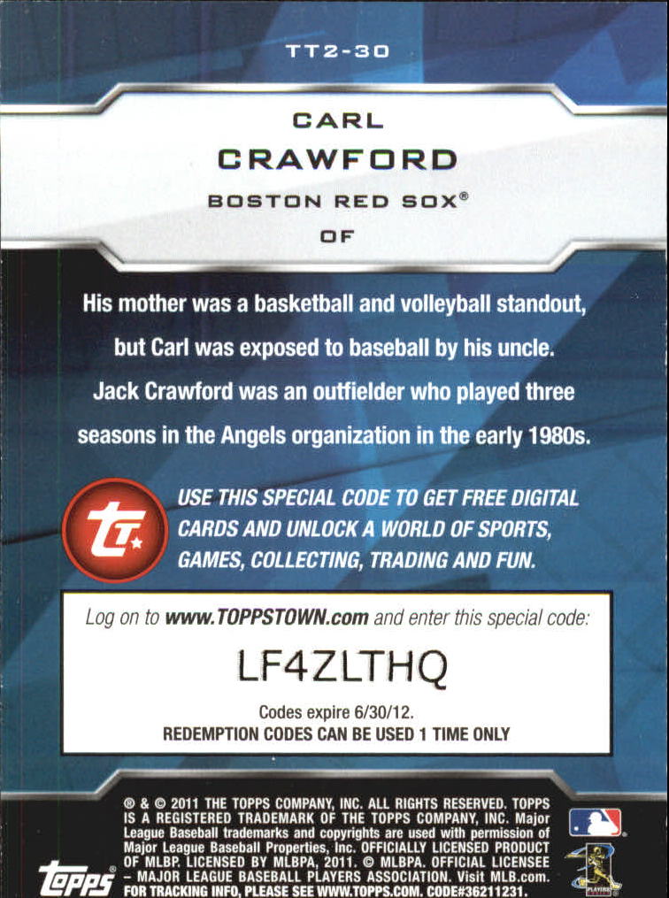 2011 Topps Topps Town Series 2 #TT30 Carl Crawford back image
