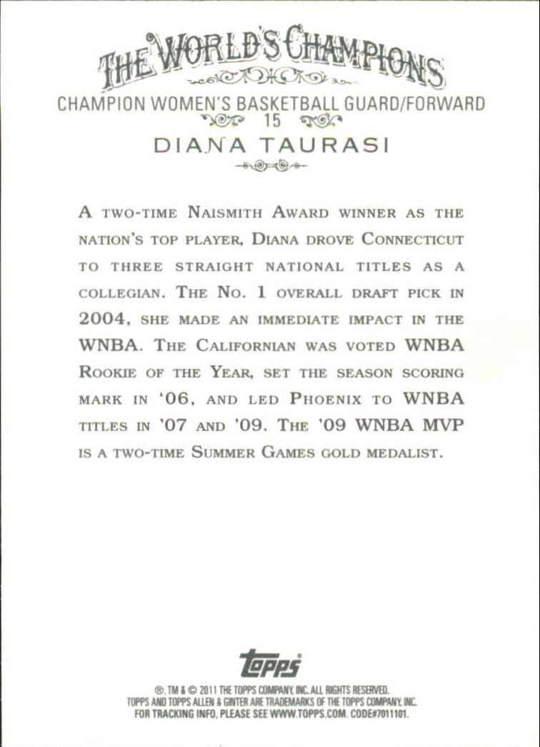 2011 Topps Allen and Ginter Code Cards #15 Diana Taurasi back image