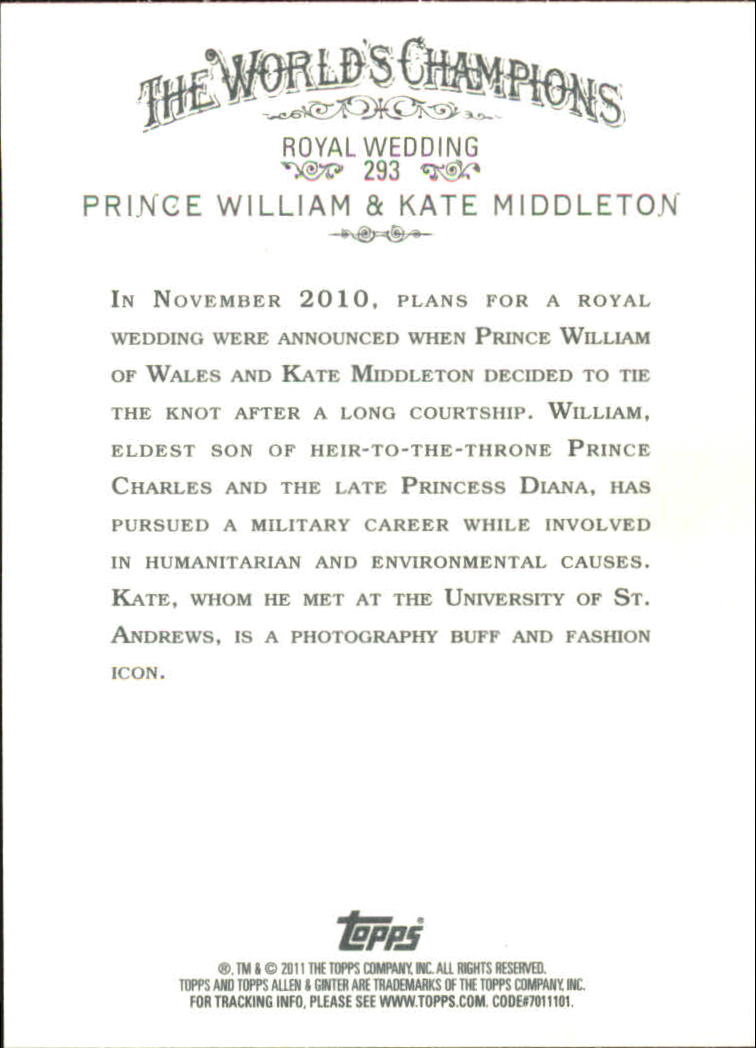 2011 Topps Allen and Ginter Code Cards #293 Prince William/Kate Middleton back image