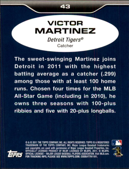 2011 Topps Lineage #43 Victor Martinez back image