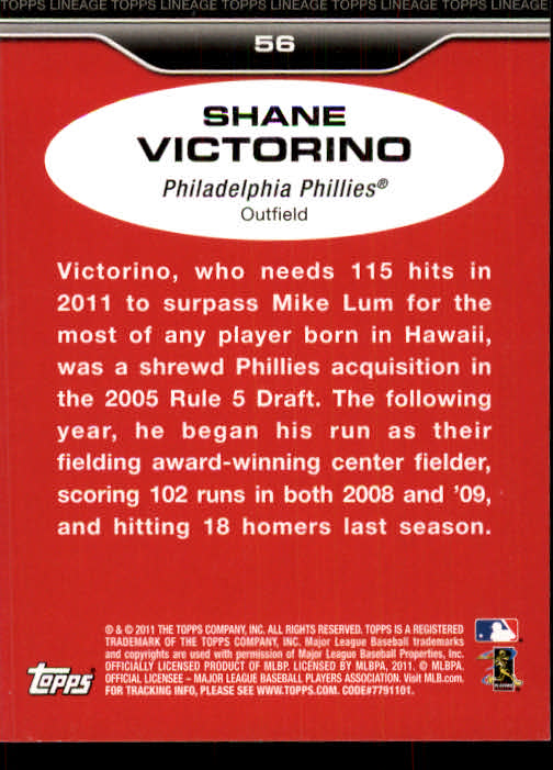 2011 Topps Lineage #56 Shane Victorino back image