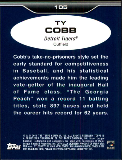 2011 Topps Lineage #105 Ty Cobb back image