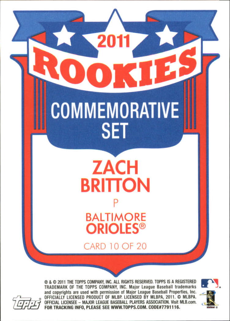 2011 Topps Lineage Rookies #TR10 Zach Britton back image