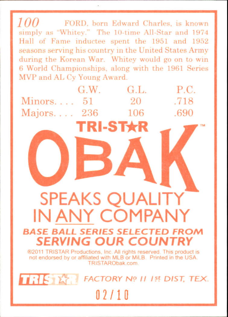 2011 TRISTAR Obak Orange 10 #100 Whitey Ford back image
