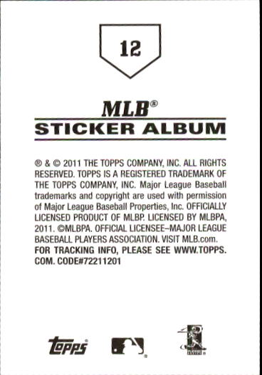 B1814- 2011 Topps Stickers Baseball Card #s 1-200 -You Pick- 15+ FREE US SHIP - Picture 25 of 397