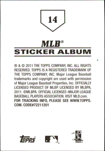 B1814- 2011 Topps Stickers Baseball Card #s 1-200 -You Pick- 15+ FREE US SHIP - Picture 29 of 397