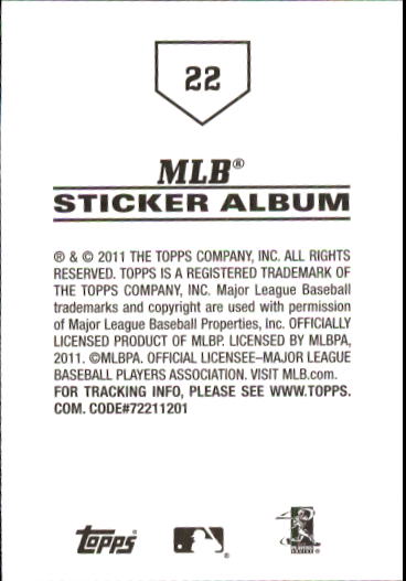 B1814- 2011 Topps Stickers Baseball Card #s 1-200 -You Pick- 15+ FREE US SHIP - Picture 43 of 397