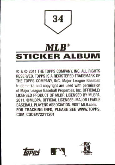 B1814- 2011 Topps Stickers Baseball Card #s 1-200 -You Pick- 15+ FREE US SHIP - Picture 67 of 397