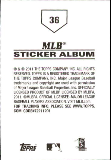 B1814- 2011 Topps Stickers Baseball Card #s 1-200 -You Pick- 15+ FREE US SHIP - Picture 71 of 397