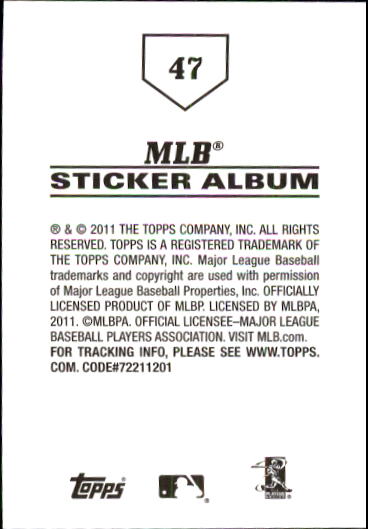 B1814- 2011 Topps Stickers Baseball Card #s 1-200 -You Pick- 15+ FREE US SHIP - Picture 93 of 397