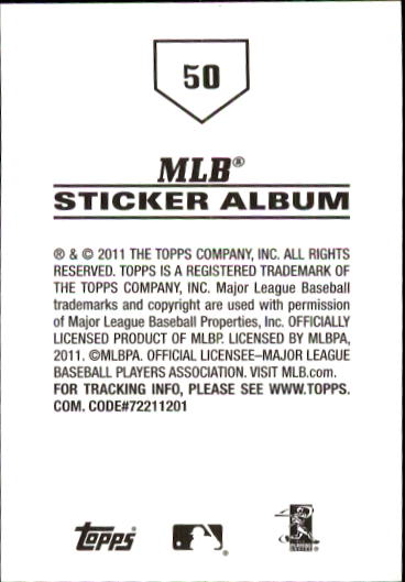 B1814- 2011 Topps Stickers Baseball Card #s 1-200 -You Pick- 15+ FREE US SHIP - Picture 99 of 397