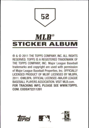 B1814- 2011 Topps Stickers Baseball Card #s 1-200 -You Pick- 15+ FREE US SHIP - Picture 103 of 397
