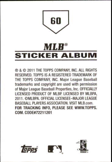 B1814- 2011 Topps Stickers Baseball Card #s 1-200 -You Pick- 15+ FREE US SHIP - Picture 119 of 397