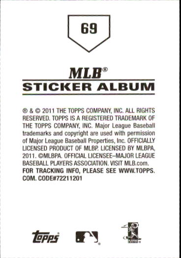 B1814- 2011 Topps Stickers Baseball Card #s 1-200 -You Pick- 15+ FREE US SHIP - Picture 137 of 397