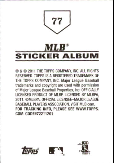B1814- 2011 Topps Stickers Baseball Card #s 1-200 -You Pick- 15+ FREE US SHIP - Picture 153 of 397