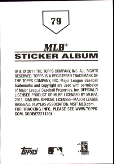 B1814- 2011 Topps Stickers Baseball Card #s 1-200 -You Pick- 15+ FREE US SHIP - Picture 157 of 397