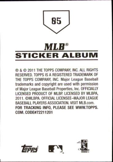 B1814- 2011 Topps Stickers Baseball Card #s 1-200 -You Pick- 15+ FREE US SHIP - Picture 169 of 397