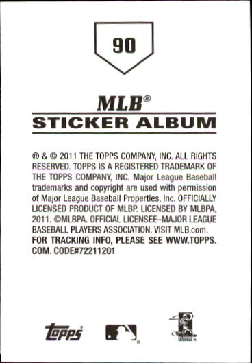B1814- 2011 Topps Stickers Baseball Card #s 1-200 -You Pick- 15+ FREE US SHIP - Picture 179 of 397