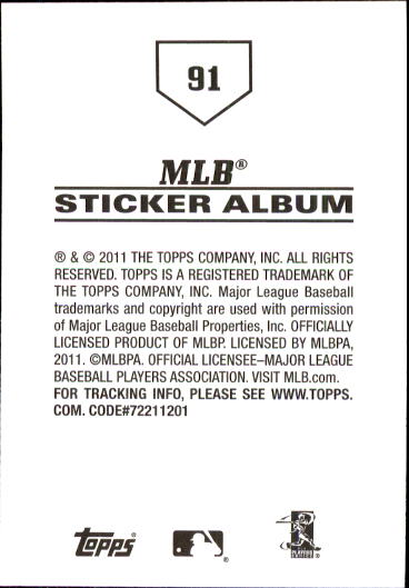 B1814- 2011 Topps Stickers Baseball Card #s 1-200 -You Pick- 15+ FREE US SHIP - Picture 181 of 397