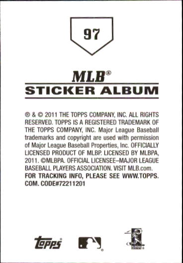 B1814- 2011 Topps Stickers Baseball Card #s 1-200 -You Pick- 15+ FREE US SHIP - Picture 193 of 397