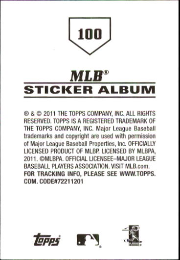 B1814- 2011 Topps Stickers Baseball Card #s 1-200 -You Pick- 15+ FREE US SHIP - Picture 199 of 397