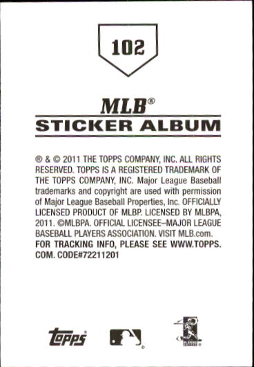 B1814- 2011 Topps Stickers Baseball Card #s 1-200 -You Pick- 15+ FREE US SHIP - Picture 203 of 397