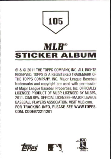 B1814- 2011 Topps Stickers Baseball Card #s 1-200 -You Pick- 15+ FREE US SHIP - Picture 209 of 397