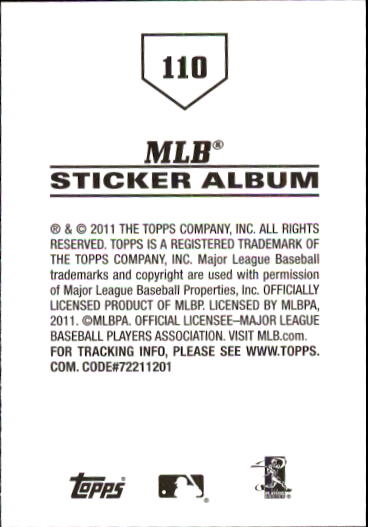 B1814- 2011 Topps Stickers Baseball Card #s 1-200 -You Pick- 15+ FREE US SHIP - Picture 219 of 397