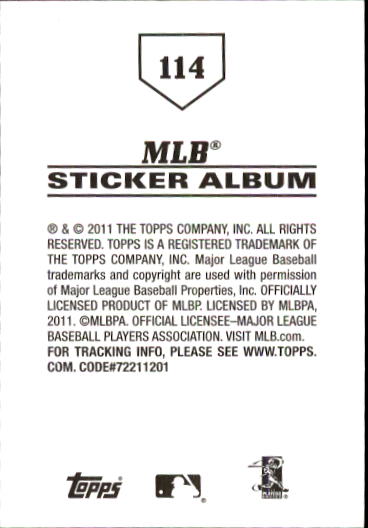B1814- 2011 Topps Stickers Baseball Card #s 1-200 -You Pick- 15+ FREE US SHIP - Picture 227 of 397