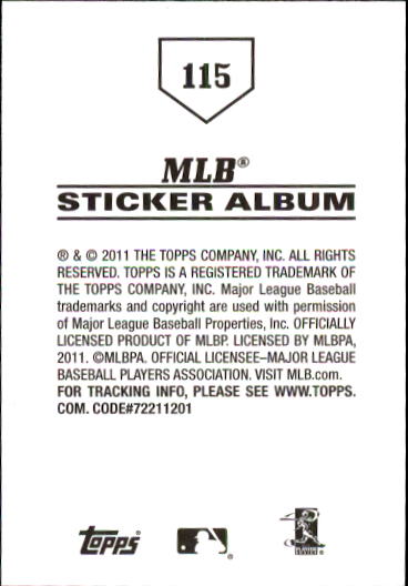 B1814- 2011 Topps Stickers Baseball Card #s 1-200 -You Pick- 15+ FREE US SHIP - Picture 229 of 397
