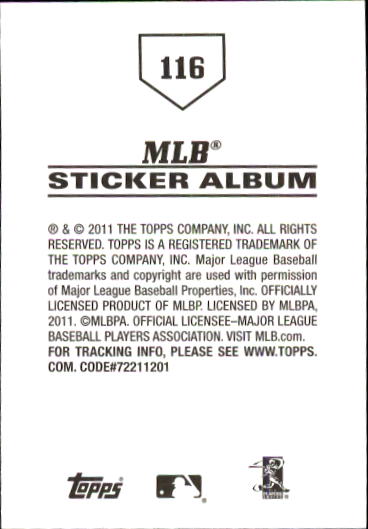 B1814- 2011 Topps Stickers Baseball Card #s 1-200 -You Pick- 15+ FREE US SHIP - Picture 231 of 397