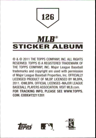 B1814- 2011 Topps Stickers Baseball Card #s 1-200 -You Pick- 15+ FREE US SHIP - Picture 251 of 397