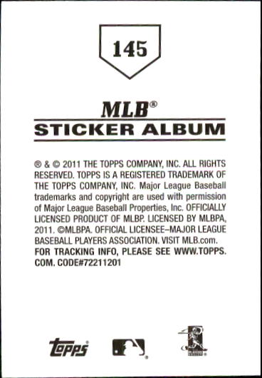 B1814- 2011 Topps Stickers Baseball Card #s 1-200 -You Pick- 15+ FREE US SHIP - Picture 289 of 397