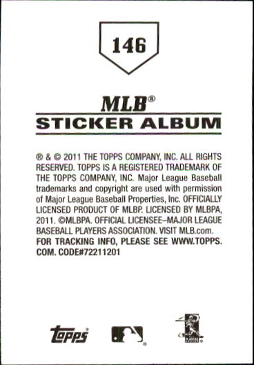 B1814- 2011 Topps Stickers Baseball Card #s 1-200 -You Pick- 15+ FREE US SHIP - Picture 291 of 397