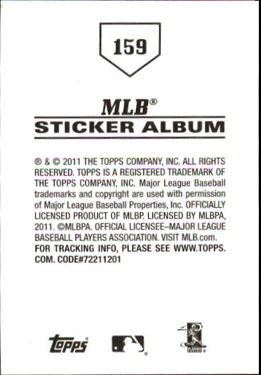 B1814- 2011 Topps Stickers Baseball Card #s 1-200 -You Pick- 15+ FREE US SHIP - Picture 315 of 397