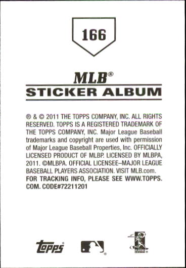 B1814- 2011 Topps Stickers Baseball Card #s 1-200 -You Pick- 15+ FREE US SHIP - Picture 329 of 397