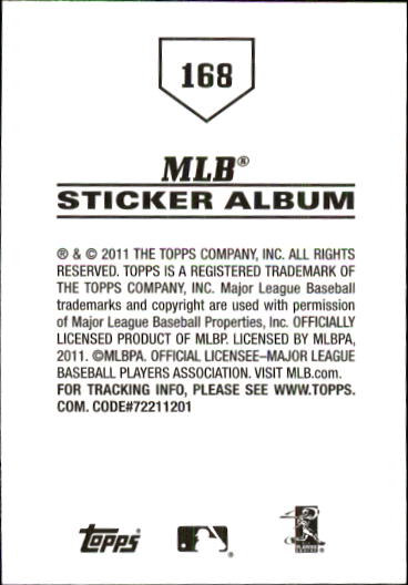 B1814- 2011 Topps Stickers Baseball Card #s 1-200 -You Pick- 15+ FREE US SHIP - Picture 333 of 397