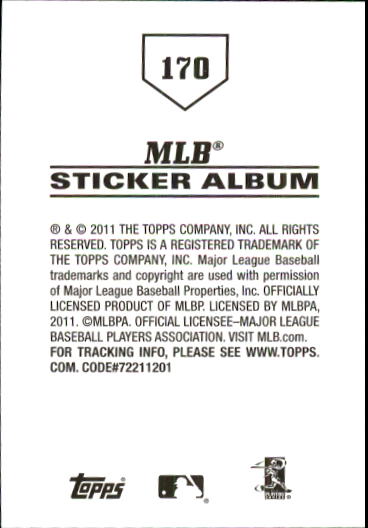 B1814- 2011 Topps Stickers Baseball Card #s 1-200 -You Pick- 15+ FREE US SHIP - Picture 337 of 397