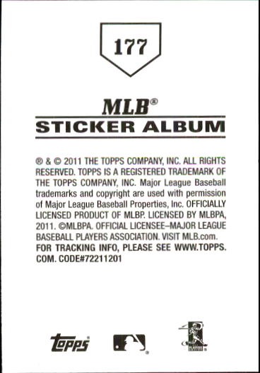B1814- 2011 Topps Stickers Baseball Card #s 1-200 -You Pick- 15+ FREE US SHIP - Picture 351 of 397